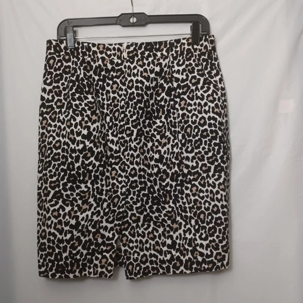 J.CREW THE PENCIL SKIRT LEOPARD PRINT 100% COTTON SIZE 4